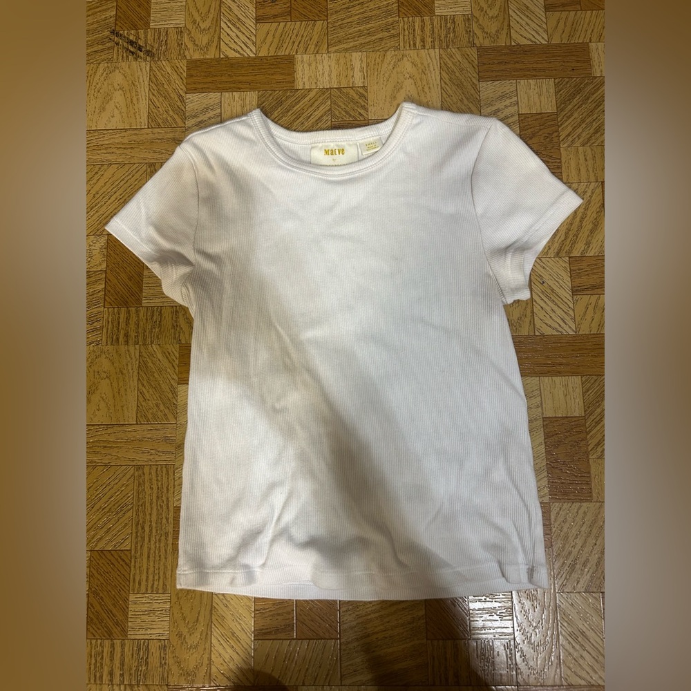 ANTHROPOLOGIE Maeve White Cropped Baby Tee